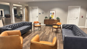 Redesigned living room at the BeeHive of Grain Valley