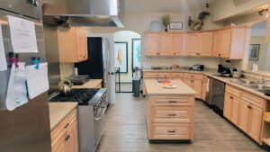 The beautiful kitchen at the BeeHive Home in Raton